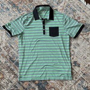 Puma Striped Polo in Green and Black